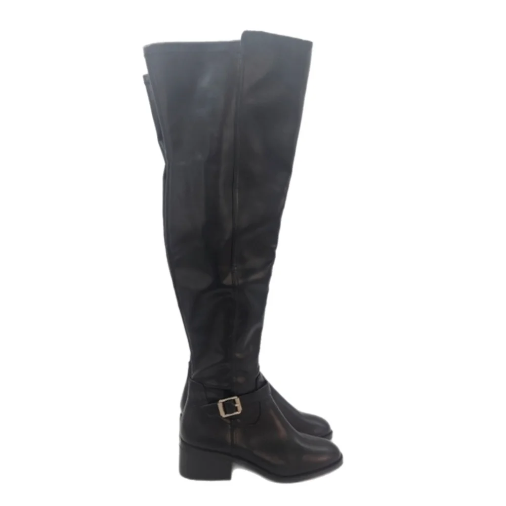 DV Dolce Vita Elyse Black Over The Knee Riding Boots Buckle Detail Women’s 7